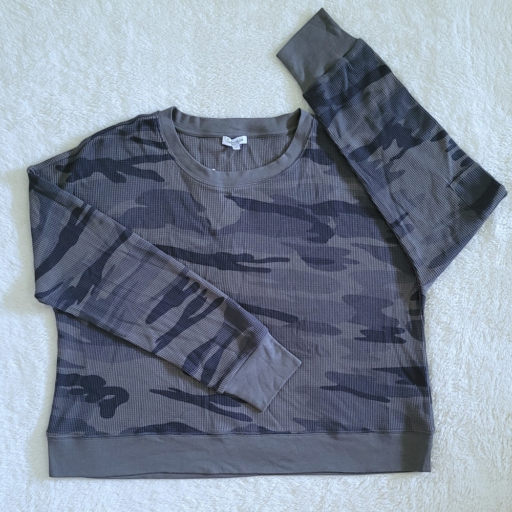Splendid👍 Cropped Waffle🧇 Knit Camouflage🪖 Sweater - NWT
